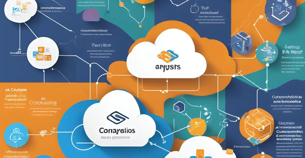 Cloud computing services comparison showing AWS, Azure, and Google Cloud Platform logos with connected network infrastructure