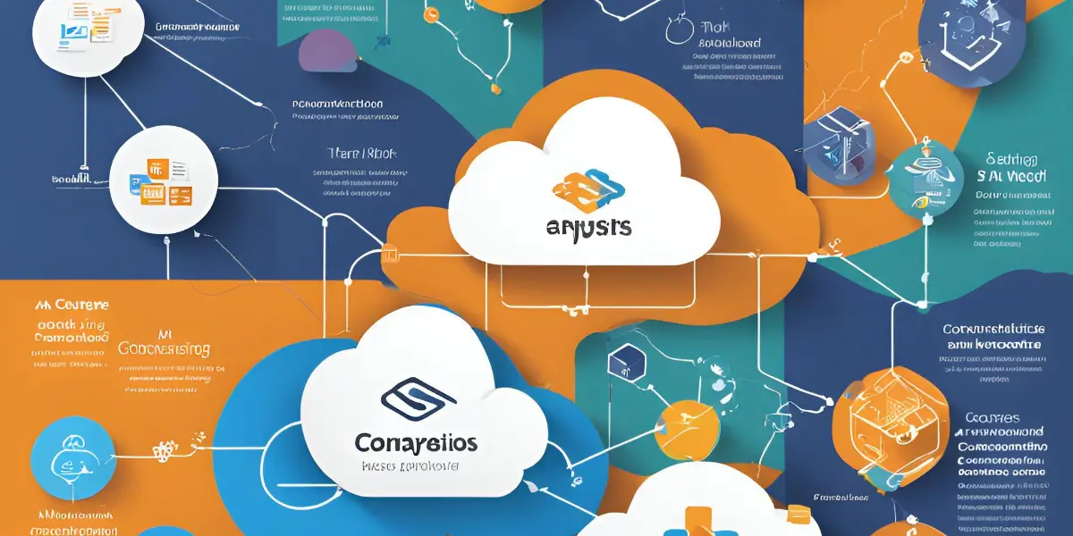 Cloud computing services comparison showing AWS, Azure, and Google Cloud Platform logos with connected network infrastructure